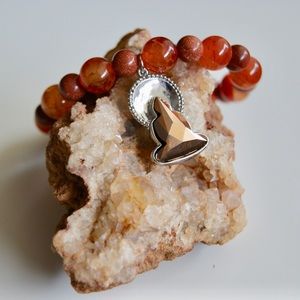 Buddha Fire Agate Goldstone Mala Bracelet